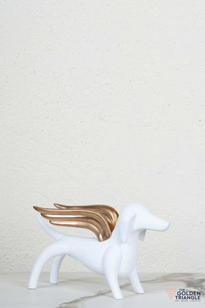 Dog with Wings Artefact - White & Copper