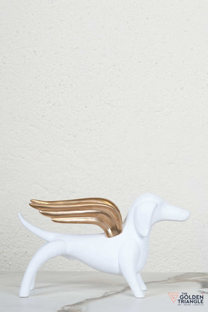 Dog with Wings Artefact - White & Copper