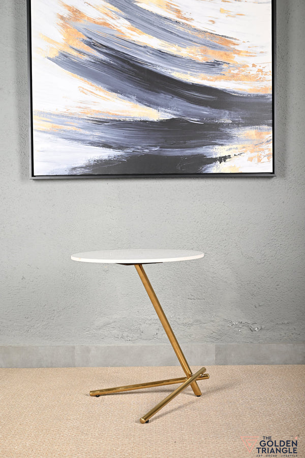 Axel Side Table - White & Gold