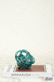 Vortex Small Glass Knot - Aqua Glitter