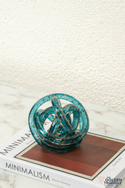 Vortex Small Glass Knot - Aqua Glitter