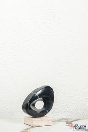 Valor Abstract Marble Sculpture - Black