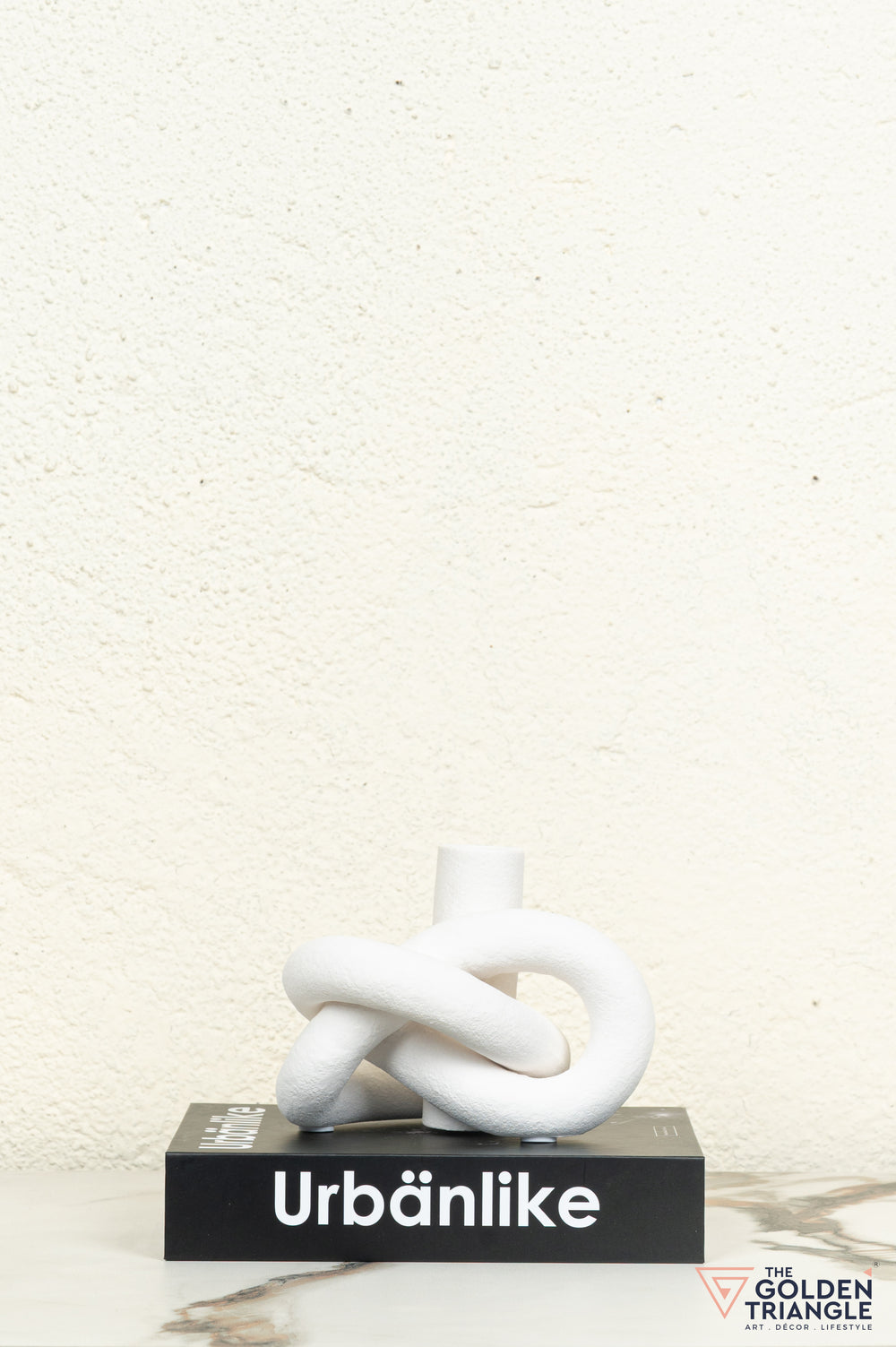 Gin Knot Tabletop Ceramic Candle Stand - White