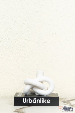 Gin Knot Tabletop Ceramic Candle Stand - White