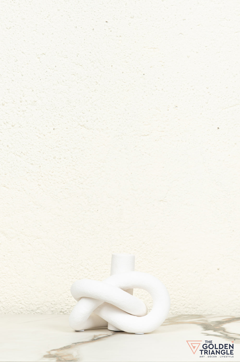 Gin Knot Tabletop Ceramic Candle Stand - White