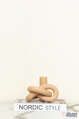 Gin Knot Tabletop Ceramic Candle Stand - Clay