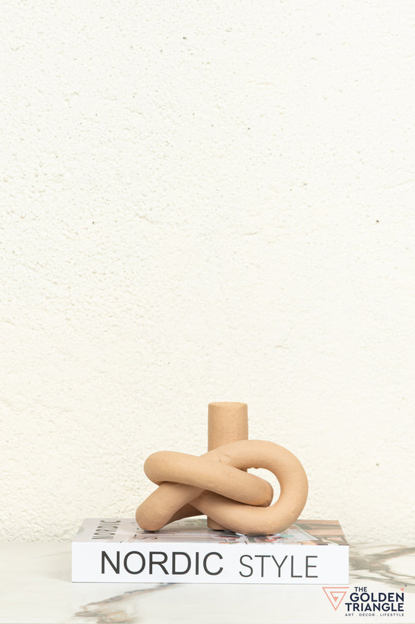Gin Knot Tabletop Ceramic Candle Stand - Clay
