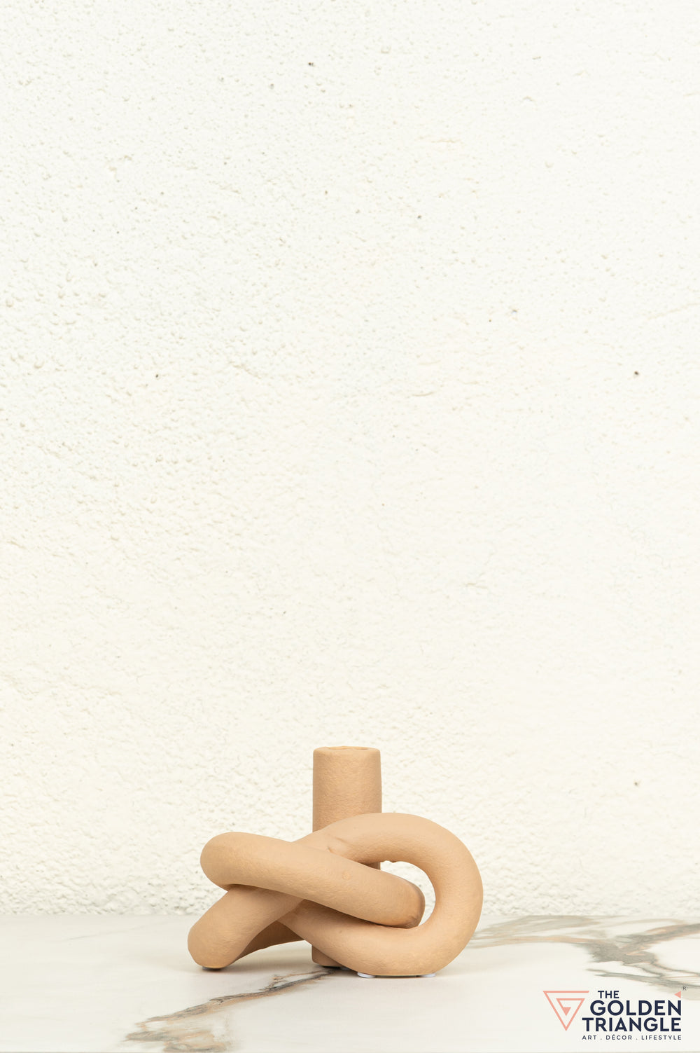 Gin Knot Tabletop Ceramic Candle Stand - Clay