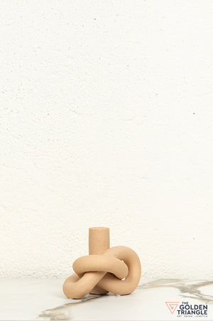 Gin Knot Tabletop Ceramic Candle Stand - Clay
