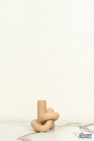 Gin Knot Tabletop Ceramic Candle Stand - Clay