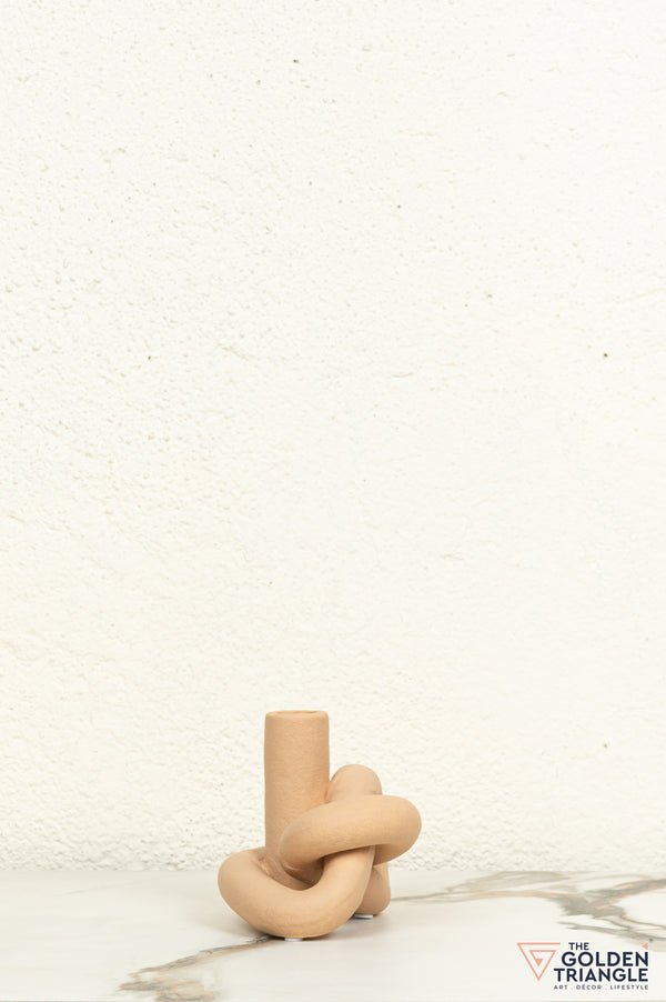Gin Knot Tabletop Ceramic Candle Stand - Clay