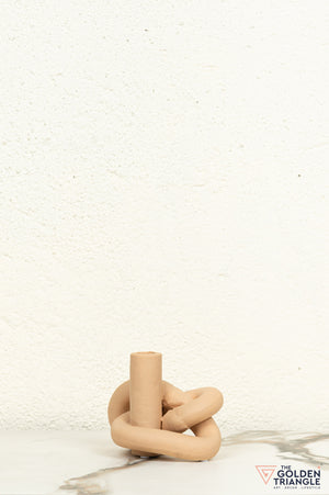 Gin Knot Tabletop Ceramic Candle Stand - Clay
