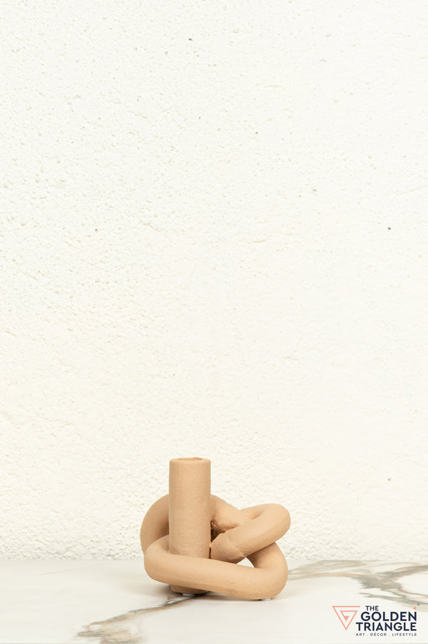 Gin Knot Tabletop Ceramic Candle Stand - Clay