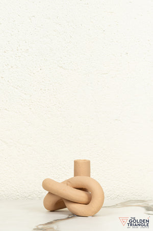 Gin Knot Tabletop Ceramic Candle Stand - Clay