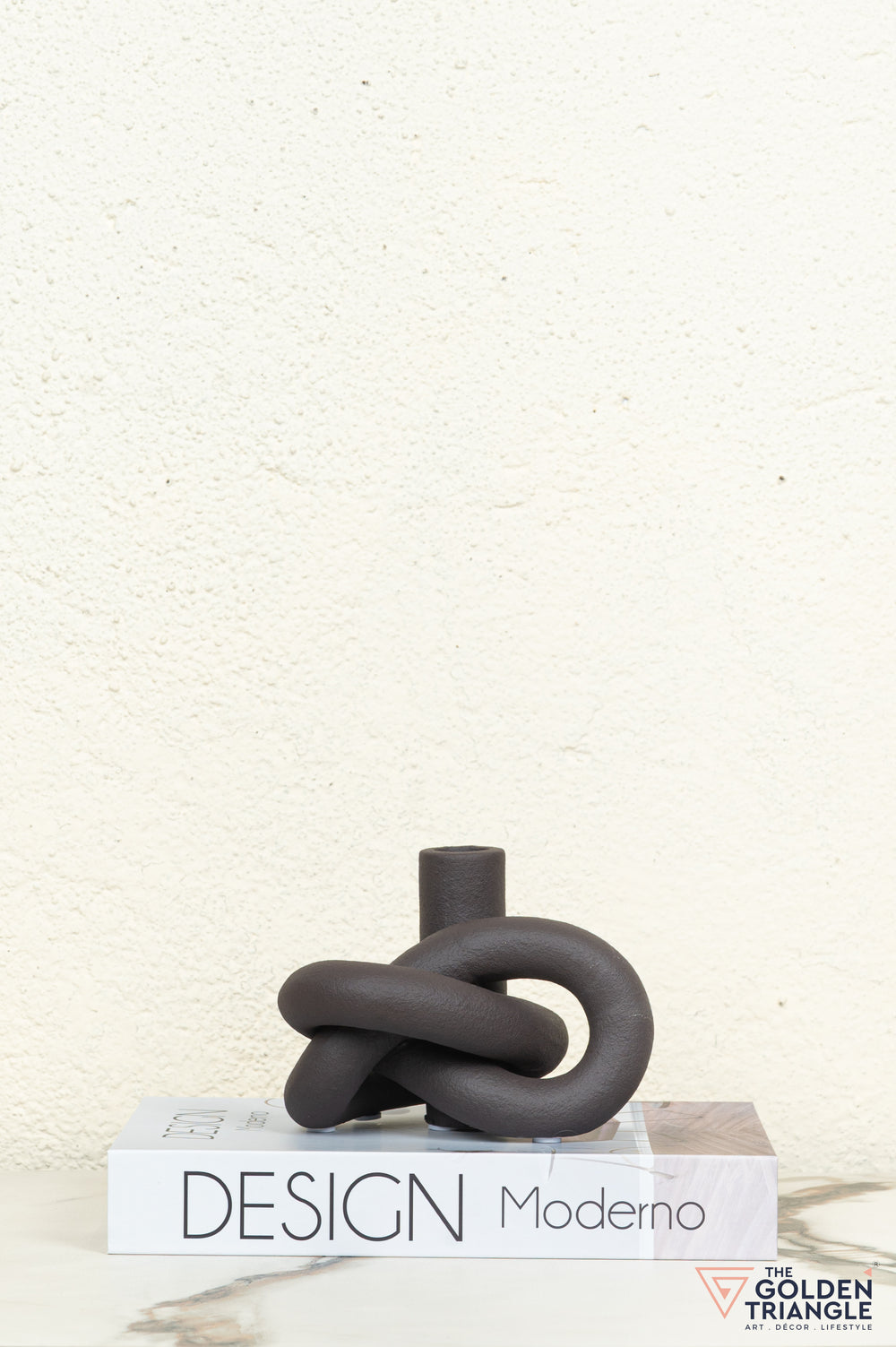 Gin Knot Tabletop Ceramic Candle Stand - Black