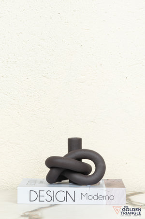 Gin Knot Tabletop Ceramic Candle Stand - Black
