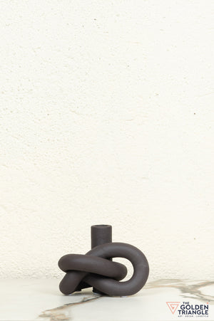 Gin Knot Tabletop Ceramic Candle Stand - Black