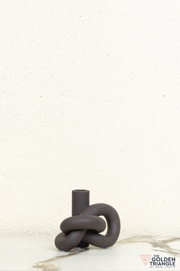 Gin Knot Tabletop Ceramic Candle Stand - Black