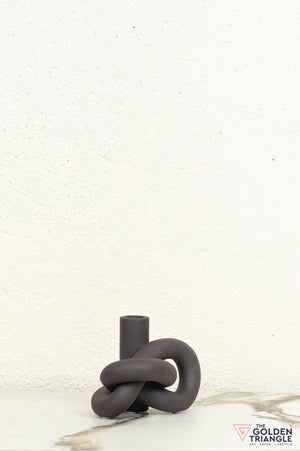 Gin Knot Tabletop Ceramic Candle Stand - Black