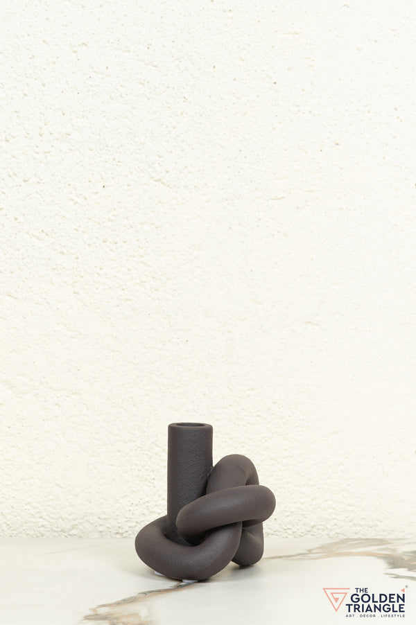 Gin Knot Tabletop Ceramic Candle Stand - Black