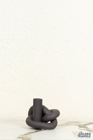 Gin Knot Tabletop Ceramic Candle Stand - Black