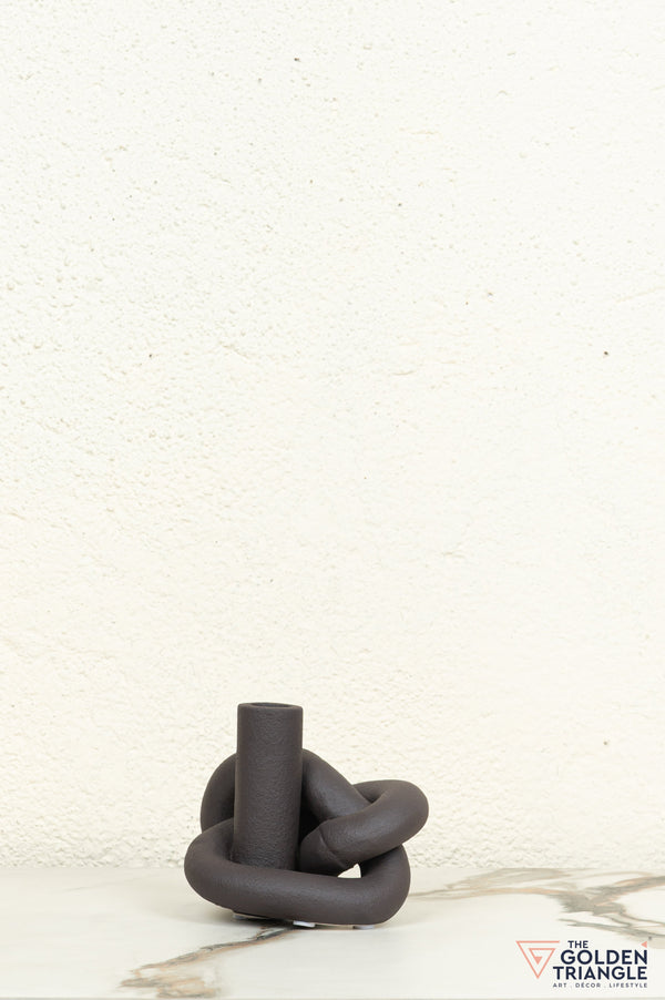 Gin Knot Tabletop Ceramic Candle Stand - Black