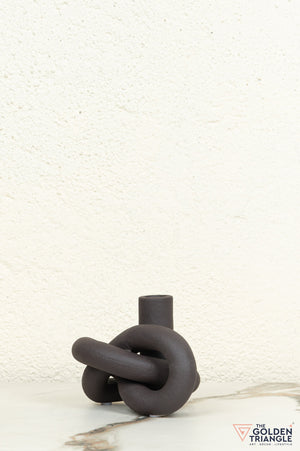 Gin Knot Tabletop Ceramic Candle Stand - Black