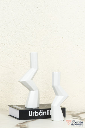 Kaze Ceramic Candle Stand Showpiece - White
