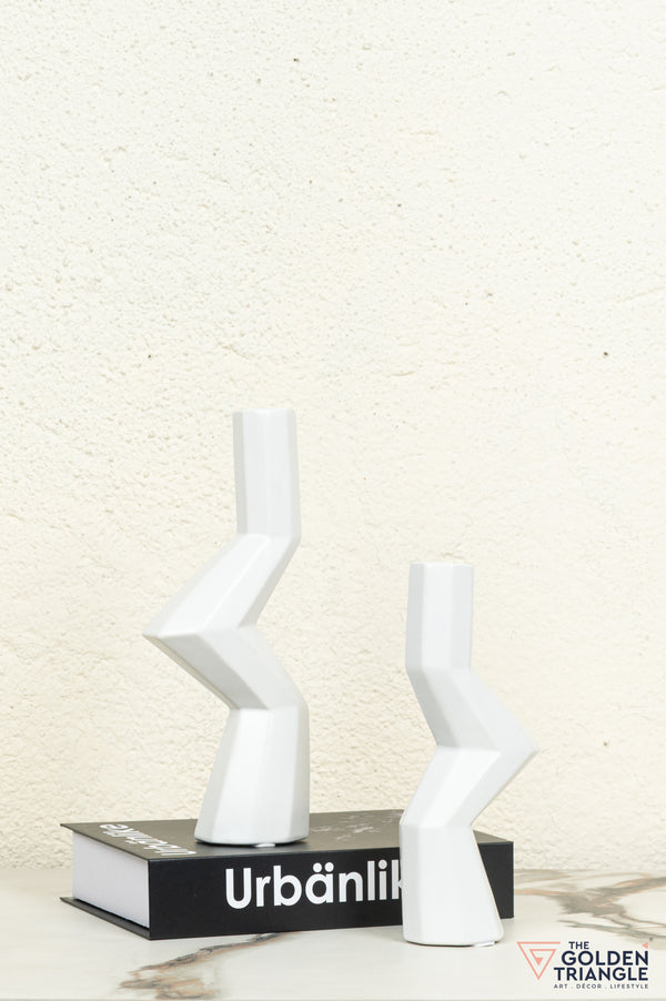Kaze Ceramic Candle Stand Showpiece - White