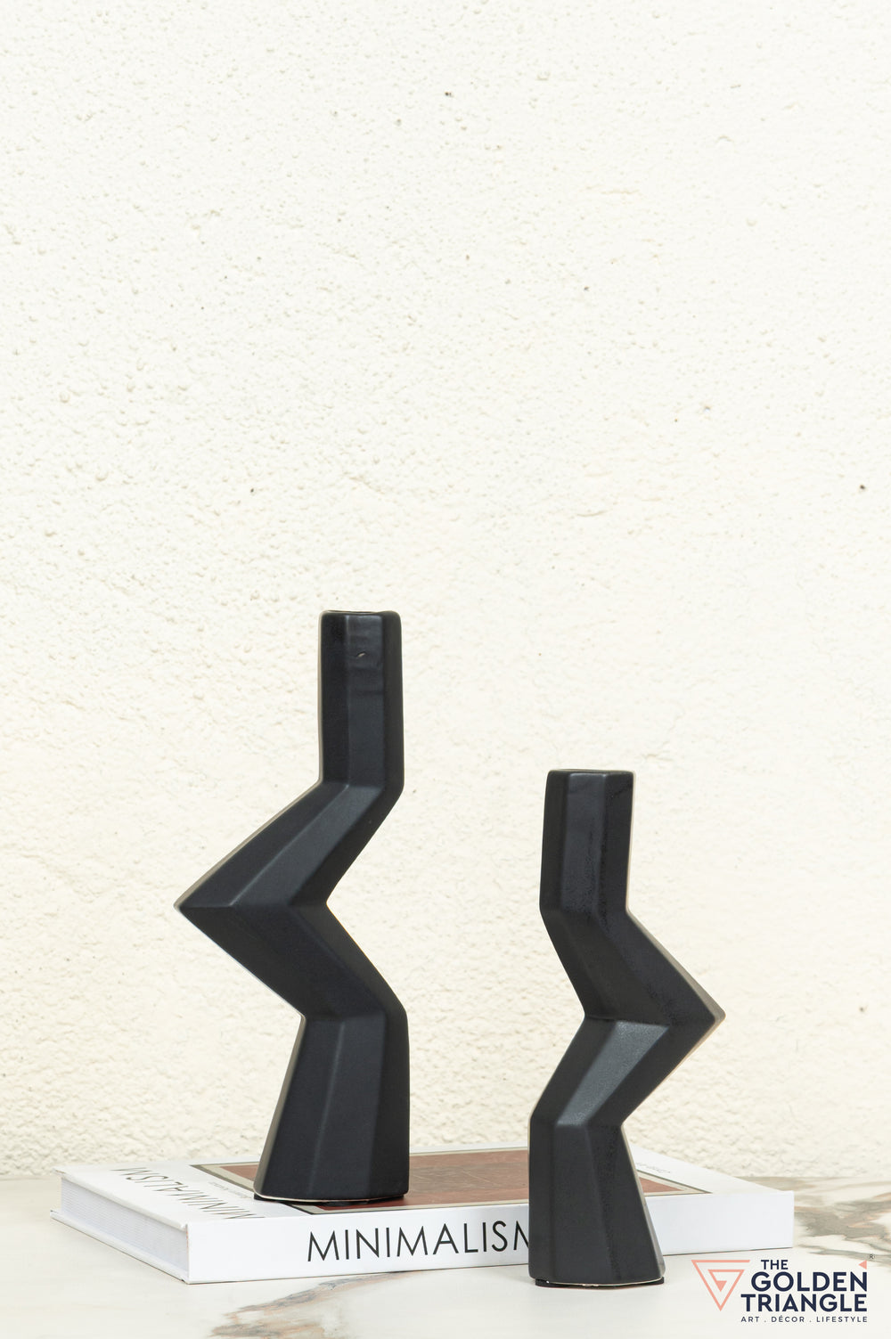 Kaze Ceramic Candle Stand Showpiece - Black