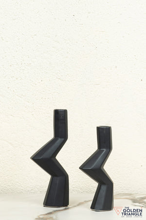 Kaze Ceramic Candle Stand Showpiece - Black