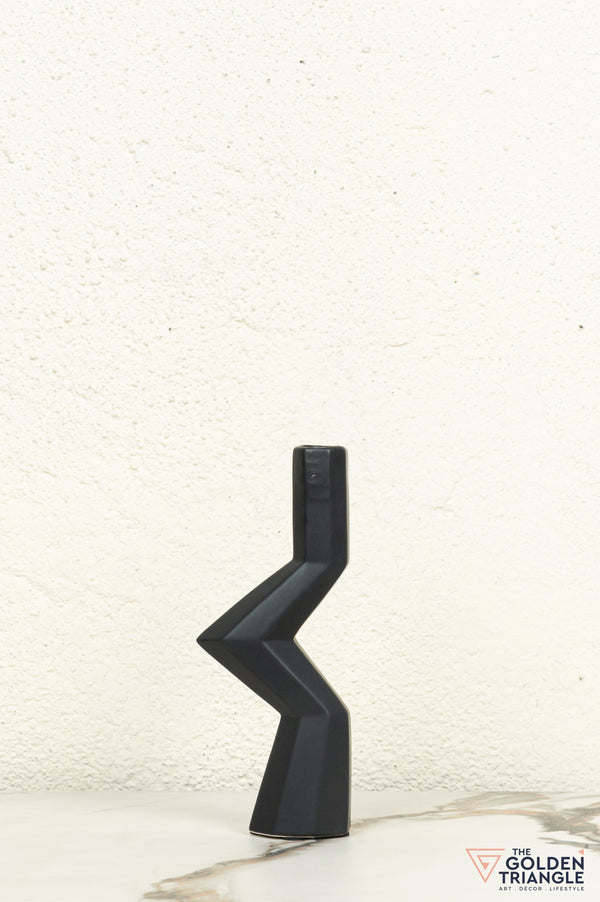 Kaze Ceramic Candle Stand Showpiece - Black