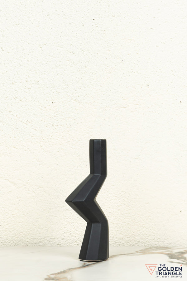 Kaze Ceramic Candle Stand Showpiece - Black