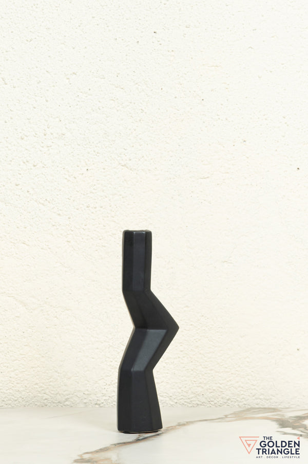 Kaze Ceramic Candle Stand Showpiece - Black