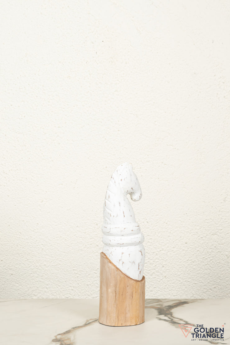 Knight - Wooden Chess Decorative Piece - White