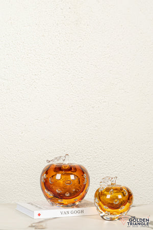 Fiore Apple Crystal Sculpture - Amber