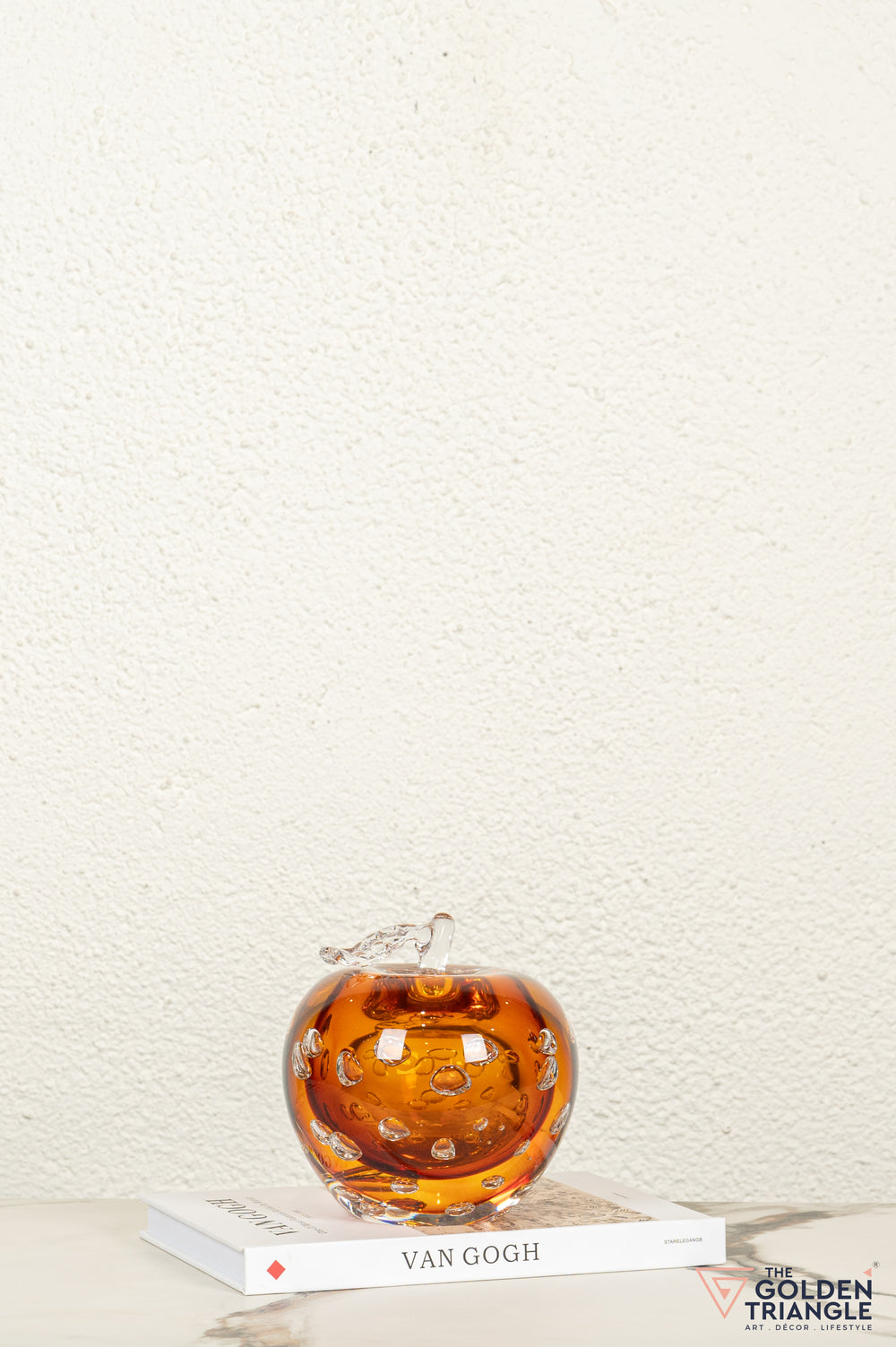 Fiore Apple Crystal Sculpture - Amber