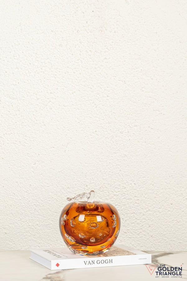 Fiore Apple Crystal Sculpture - Amber