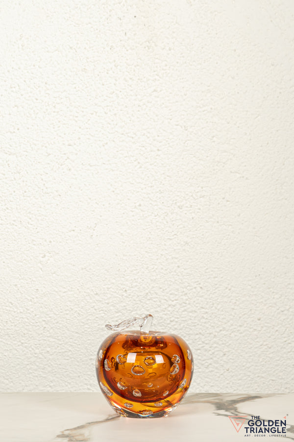 Fiore Apple Crystal Sculpture - Amber