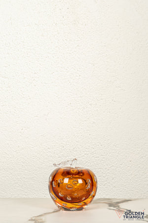 Fiore Apple Crystal Sculpture - Amber