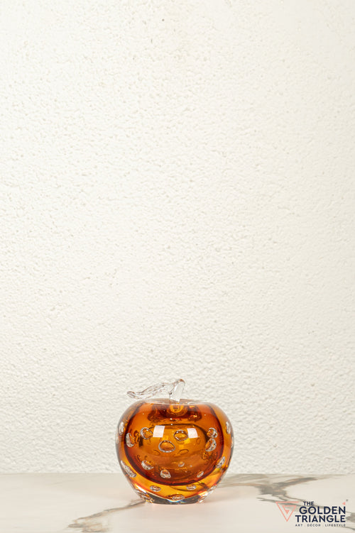 Fiore Apple Crystal Sculpture - Amber