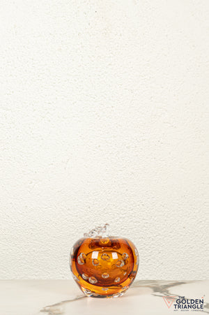 Fiore Apple Crystal Sculpture - Amber
