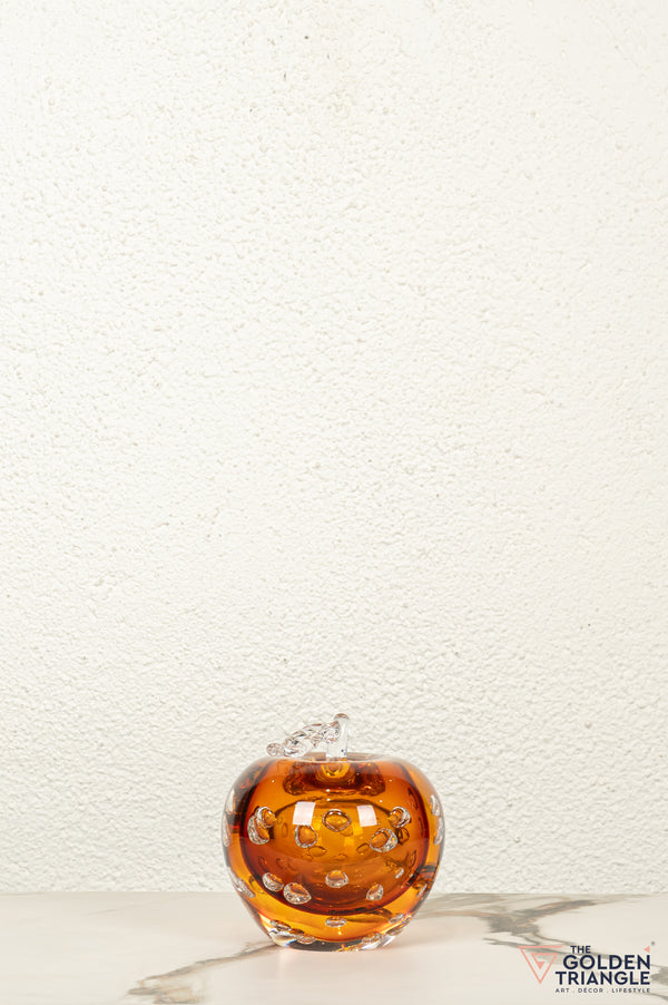 Fiore Apple Crystal Sculpture - Amber