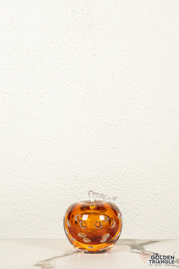 Fiore Apple Crystal Sculpture - Amber