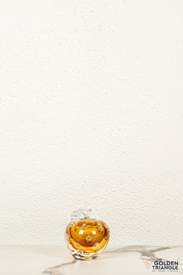 Fiore Apple Crystal Sculpture - Amber