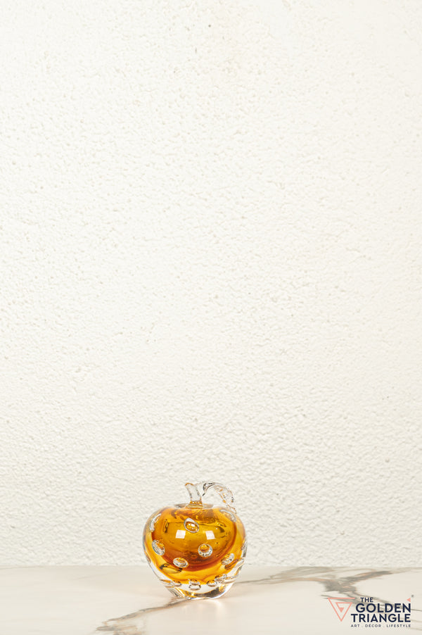 Fiore Apple Crystal Sculpture - Amber