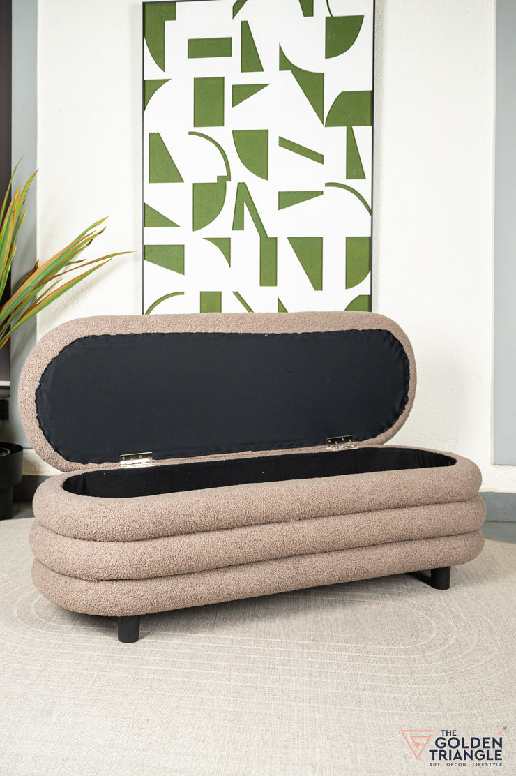 Astoria Boucle Storage Bench - Mocha