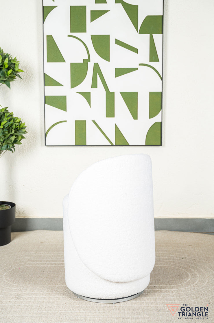 Orella Pouffe with Backrest & Swivel - White