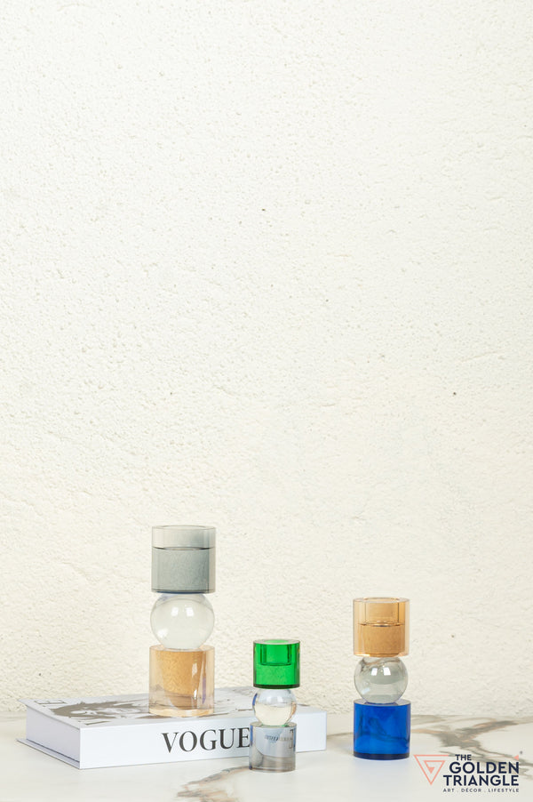 Ling Crystal Candle Stand - Smoke & Amber