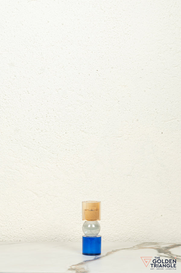 Ling Crystal Candle Stand - Amber & Blue